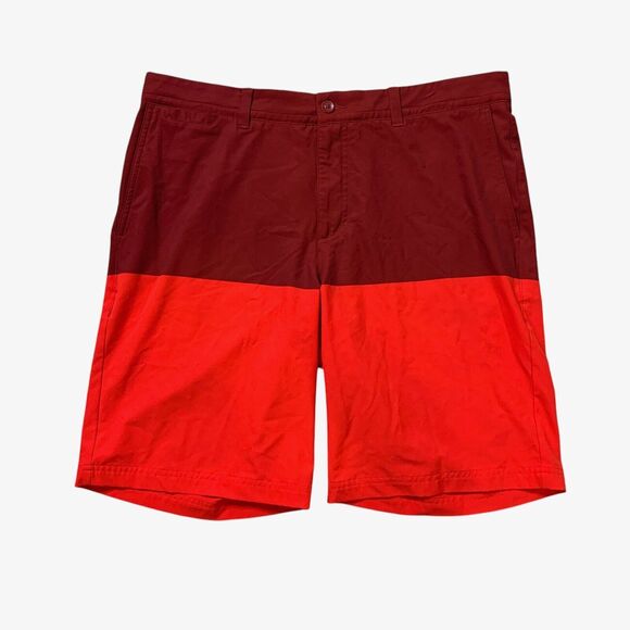 Nike Golf Shorts Men 35 Ruby Poppy Red Standard Dri Fit Colorblock Stretch Chino - Picture 1 of 11